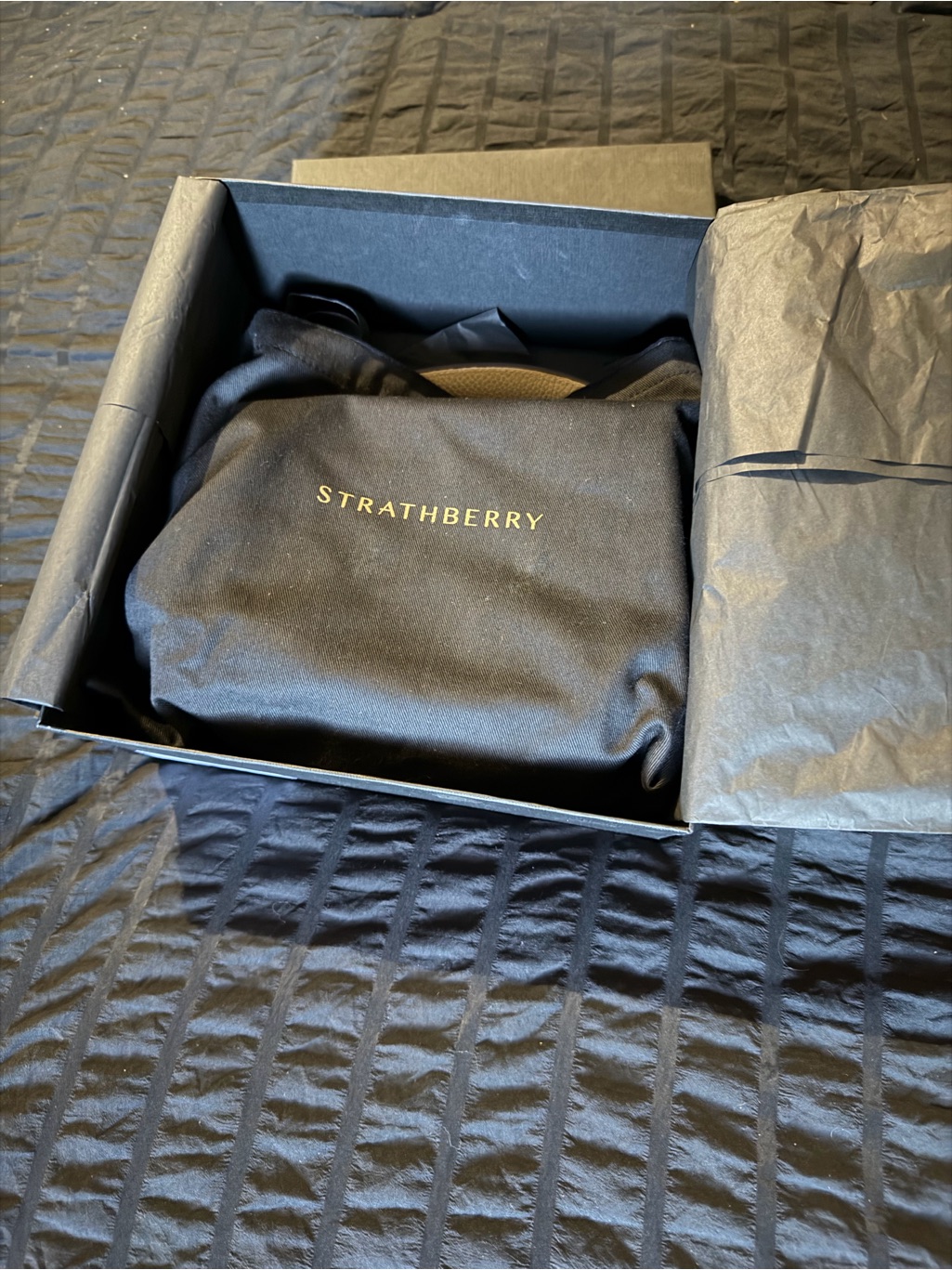 Strathberry Black Dust Bag With Gold Logo Patch